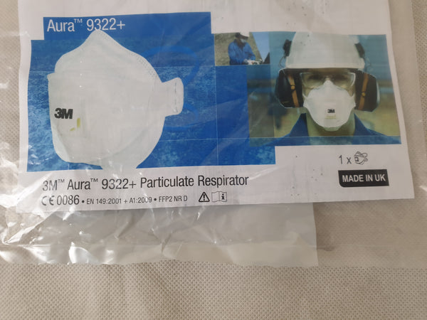 3M AURA 9322+ VALVED DUST/MIST RESPIRATOR MASK P2 N95