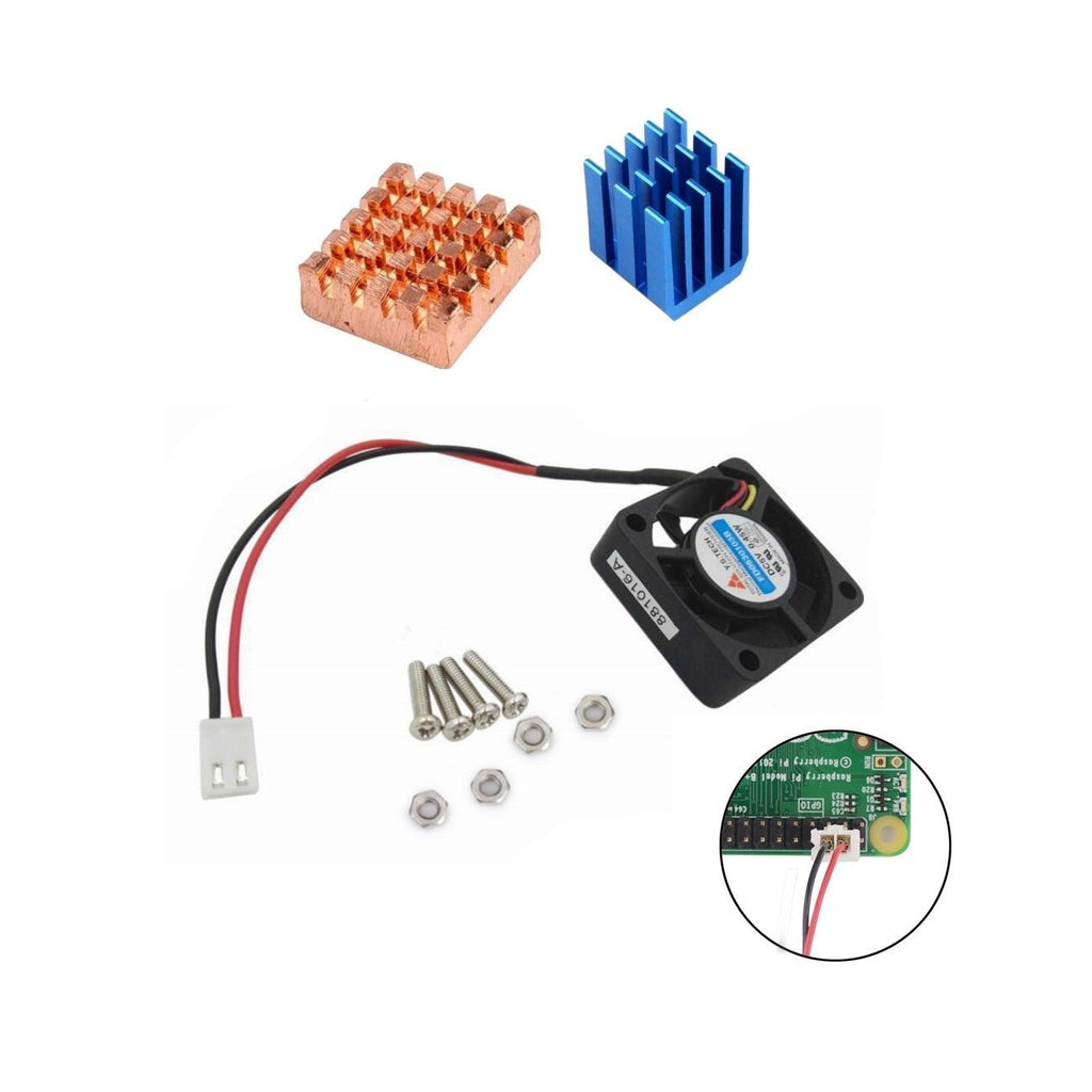 Copper Aluminium Heatsinks AND Cooling Fan Kit for All Raspberry Pi Models 3 2 B