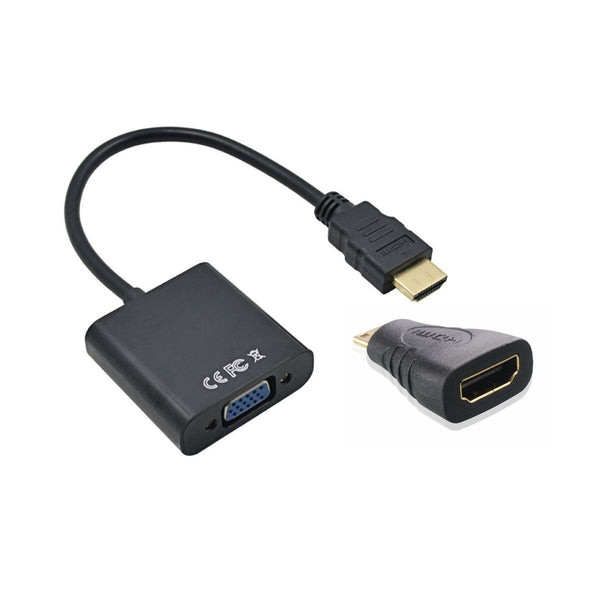 HDMI to VGA Cable Adapter for Raspberry Pi & ZERO + HDMI to Mini HDMI Adapter