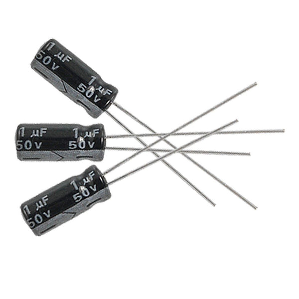 1uF 50V 5 x 11mm Electrolytic Capacitors - Pack of 10 / 20