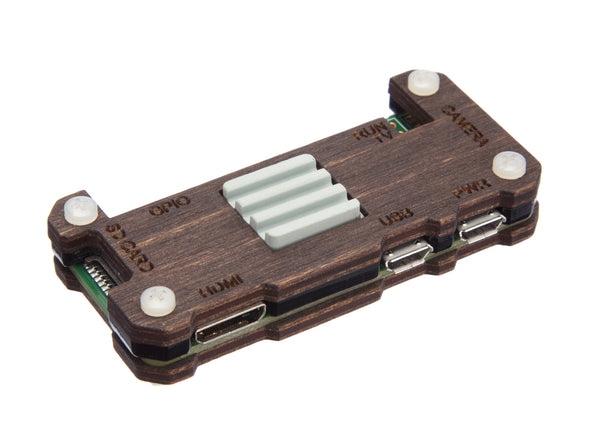 Raspberry Pi Zero Case with Ceramic Heatsink - Dark Wood