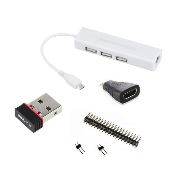 WiFi Dongle + OTG RJ45 HUB  + HDMI Adaptor + 40 pin Headers  Raspberry Pi Zero